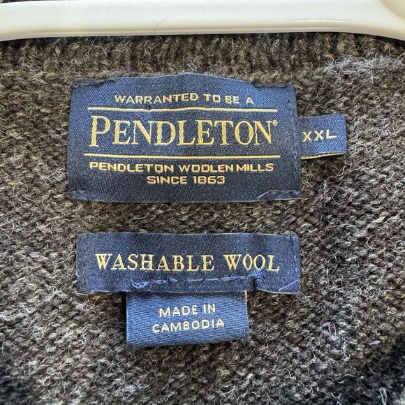 Pendleton Sweater Mens XXL Washable Shetland Wool Crewneck Pullover Brown FLAWED - Picture 11 of 13